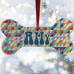 Retro Triangles Ceramic Dog Ornament w/ Monograms