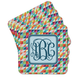 Retro Triangles Cork Coaster - Set of 4 w/ Monogram