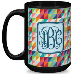 Retro Triangles 15 Oz Coffee Mug - Black (Personalized)