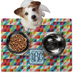 Retro Triangles Dog Food Mat - Medium w/ Monogram