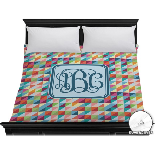 Custom Retro Triangles Duvet Cover - King (Personalized)