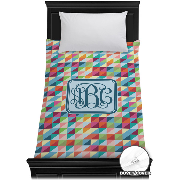 Custom Retro Triangles Duvet Cover - Twin XL (Personalized)