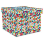 Retro Triangles Gift Box with Lid - Canvas Wrapped - XX-Large (Personalized)