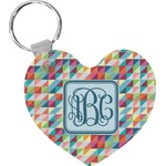 Retro Triangles Heart Plastic Keychain w/ Monogram