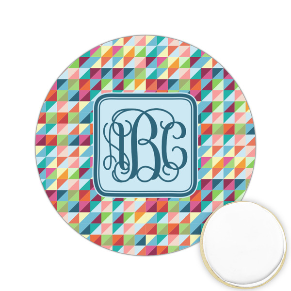 Custom Retro Triangles Printed Cookie Topper - 2.15" (Personalized)