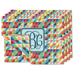 Retro Triangles Double-Sided Linen Placemat - Set of 4 w/ Monogram