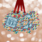 Retro Triangles Metal Ornaments - Double Sided w/ Monogram