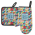 Retro Triangles Left Oven Mitt & Pot Holder Set w/ Monogram