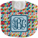 Retro Triangles Velour Baby Bib w/ Monogram