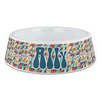 Retro Triangles Plastic Dog Bowl - Large (Personalized)