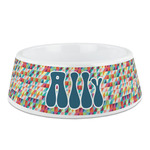 Retro Triangles Plastic Dog Bowl (Personalized)