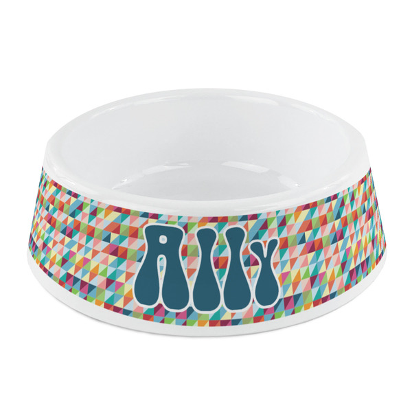 Custom Retro Triangles Plastic Dog Bowl - Small (Personalized)