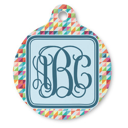 Retro Triangles Round Pet ID Tag - Large (Personalized)