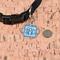 Retro Triangles Round Pet ID Tag - Small - In Context