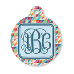 Retro Triangles Round Pet ID Tag - Small (Personalized)