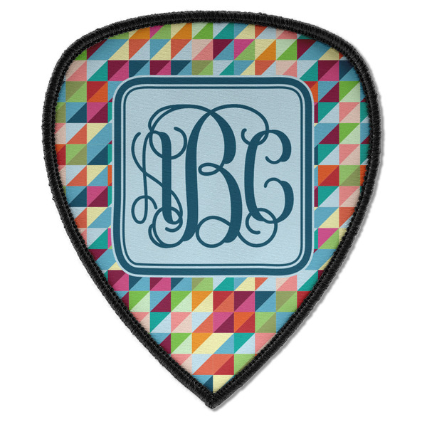 Custom Retro Triangles Iron on Shield Patch A w/ Monogram