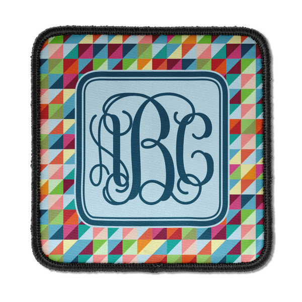 Custom Retro Triangles Iron On Square Patch w/ Monogram