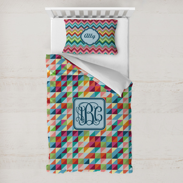 Custom Retro Triangles Toddler Bedding w/ Monogram