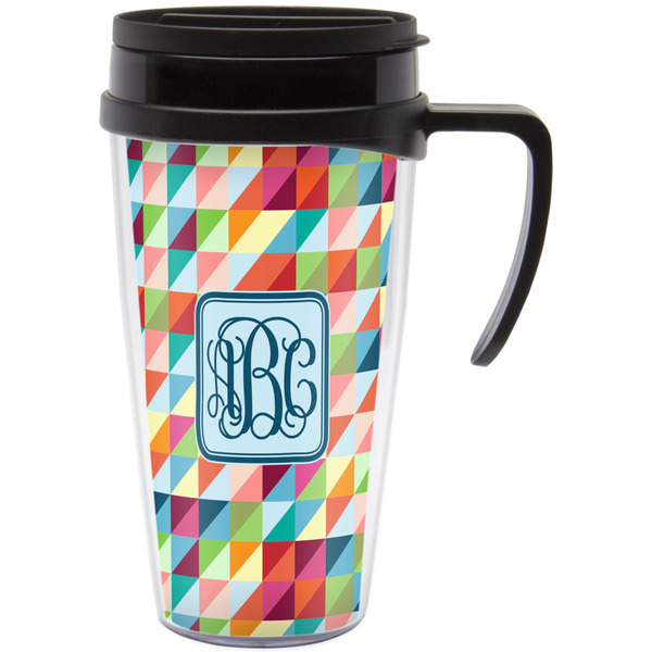 Custom Retro Triangles Acrylic Travel Mug with Handle (Personalized)