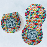 Retro Triangles Burp Pads - Velour - Set of 2 w/ Monogram