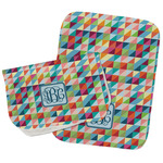 Retro Triangles Burp Cloths - Fleece - Set of 2 w/ Monogram