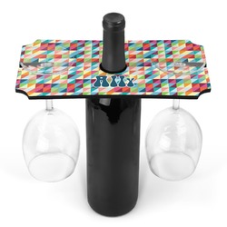 Retro Triangles Wine Bottle & Glass Holder (Personalized)