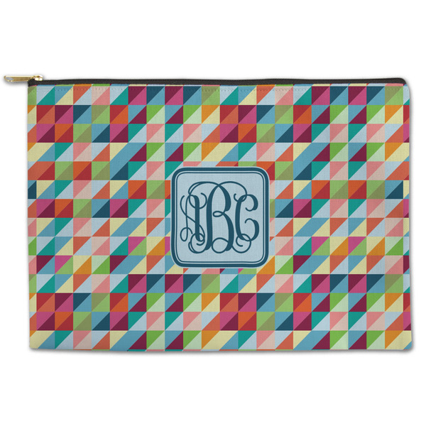 Custom Retro Triangles Zipper Pouch - Large - 12.5"x8.5" (Personalized)