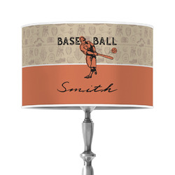 Retro Baseball 12" Drum Lamp Shade - Poly-film (Personalized)