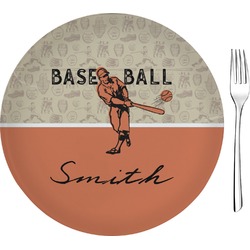 Retro Baseball Glass Appetizer / Dessert Plate 8" (Personalized)