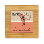 Retro Baseball Bamboo Trivet with Ceramic Tile Insert (Personalized)