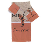 Retro Baseball Bath Towel Set - 3 Pcs (Personalized)