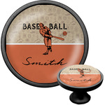 Retro Baseball Cabinet Knob (Black) (Personalized)