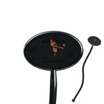 Retro Baseball 7" Oval Plastic Stir Sticks - Black - Double Sided (Personalized)