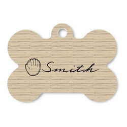 Retro Baseball Bone Shaped Dog ID Tag - Large (Personalized)