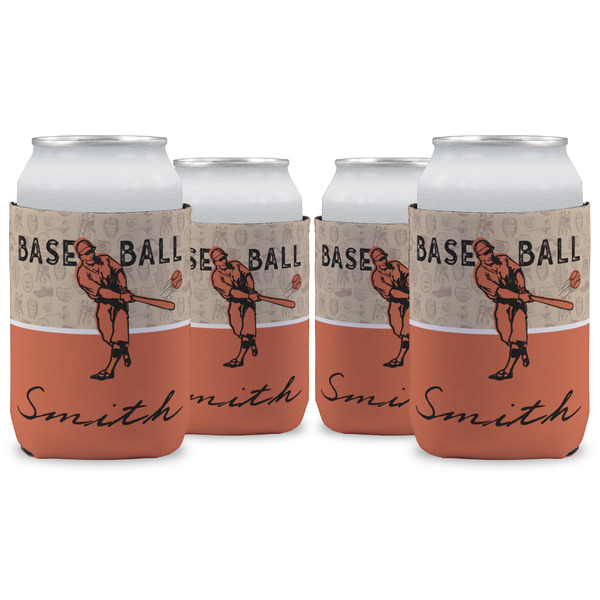 Custom Retro Baseball Can Cooler (12 oz) - Set of 4 w/ Name or Text