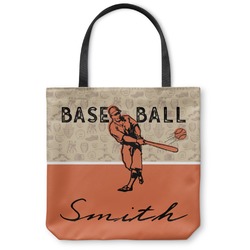 Retro Baseball Canvas Tote Bag - Large - 18"x18" (Personalized)
