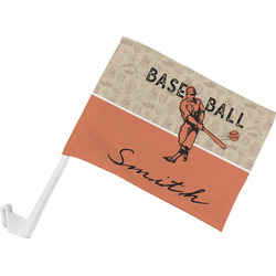 Retro Baseball Car Flag - Small w/ Name or Text