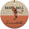 Retro Baseball Ceramic Flat Ornament - Circle (Front)