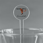 Retro Baseball 7" Round Plastic Stir Sticks - Clear (Personalized)