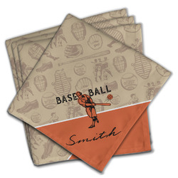 Retro Baseball Cloth Dinner Napkins - Set of 4 w/ Name or Text