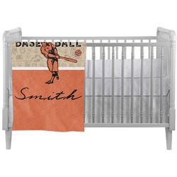 Retro Baseball Crib Comforter / Quilt (Personalized)