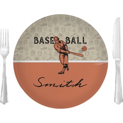 Retro Baseball Glass Lunch / Dinner Plate 10" (Personalized)