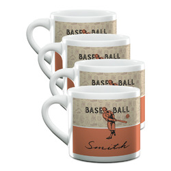Retro Baseball Double Shot Espresso Cups - Set of 4 (Personalized)