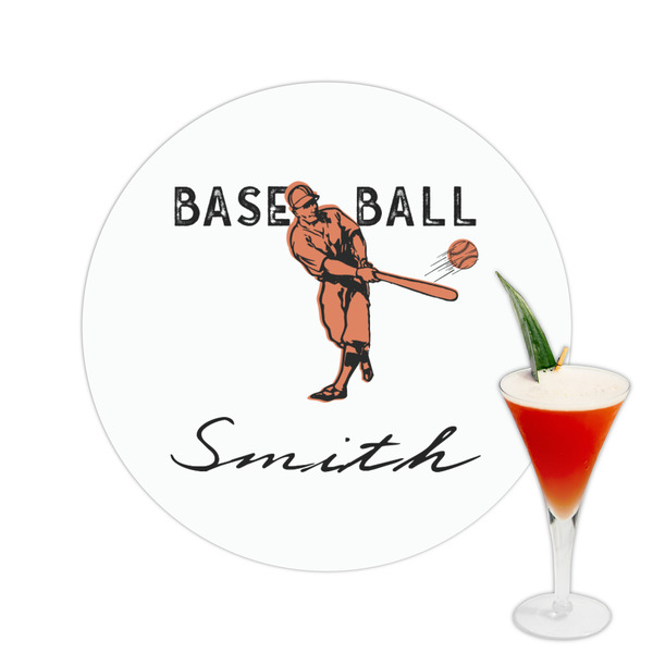 Custom Retro Baseball Printed Drink Topper -  2.5" (Personalized)