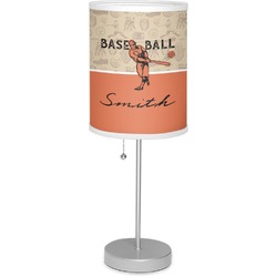 Retro Baseball 7" Drum Lamp with Shade Linen (Personalized)