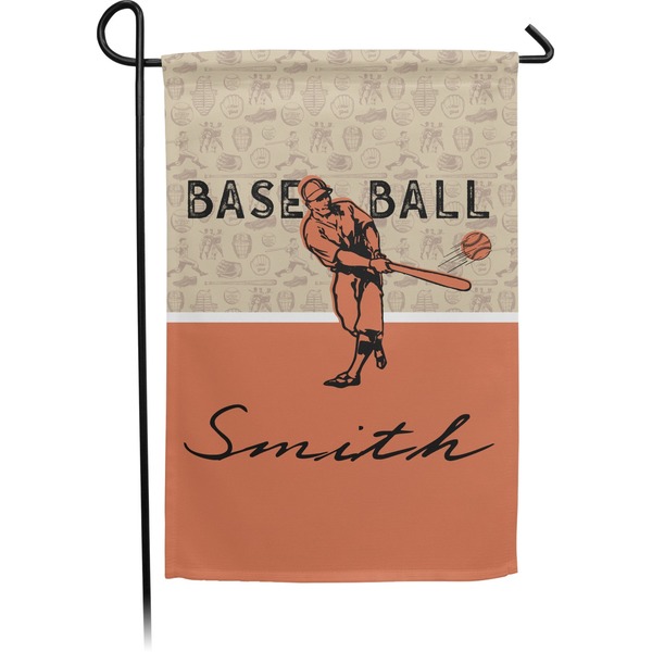 Custom Retro Baseball Small Garden Flag - Double Sided w/ Name or Text