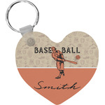 Retro Baseball Heart Plastic Keychain w/ Name or Text