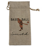 Retro Baseball Large Burlap Gift Bag - Front (Personalized)