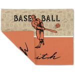 Retro Baseball Double-Sided Linen Placemat - Single w/ Name or Text