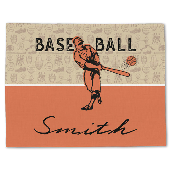 Custom Retro Baseball Single-Sided Linen Placemat - Single w/ Name or Text